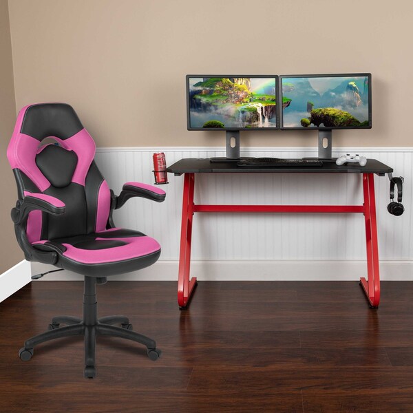 Flash Furniture Red Gaming Desk and Chair Set with Cup Holder BLN-X10RSG1030-PK-GG - main